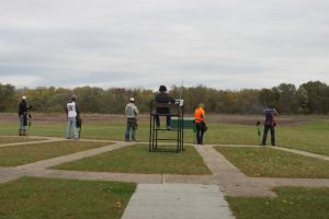 Members of the Corridor Clay Crushers team at the 2017 October Corridor Clay Crushers tournament - 2nd Annual Pheasants Forever shootout hosting 9 collegiate trap teams at Otter Creek in Cedar Rapids Iowa