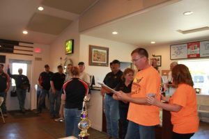 KIM & DOUG WYMAN PRESENTING AWARDS AT the 2017 October Corridor Clay Crushers tournament - 2nd Annual Pheasants Forever shootout hosting 9 collegiate trap teams at Otter Creek in Cedar Rapids Iowa
Tina & Brad Elwood Gehrke managers of event