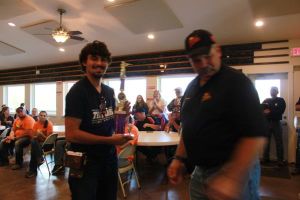 KIM & DOUG WYMAN PRESENTING AWARDS AT the 2017 October Corridor Clay Crushers tournament - 2nd Annual Pheasants Forever shootout hosting 9 collegiate trap teams at Otter Creek in Cedar Rapids Iowa
Award to MANNING