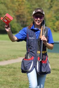 Emily Klein of Tiffin and Hawkeye Community College student athlete the 2017 October Corridor Clay Crushers tournament - 2nd Annual Pheasants Forever shootout hosting 9 collegiate trap teams at Otter Creek in Cedar Rapids Iowa