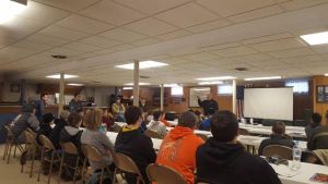 2018 January 13 & 14, the Linn County Pheasants Forever and the Ely American Legion hosted an Iowa Hunter Safety Class with the Iowa DNR and Johnson County Conservation employees from Kent Park.  The class was attended by students ranging in age from 9 years old to 50.  The breakfast, lunch and snacks were provided to the students courtesy of Linn County Pheasants Forever who is dedicated to area youth and the education of our organization that focuses on conservation of pheasants, quail and other wildlife through habitat improvements, public awareness, education, and land management policies and programs.