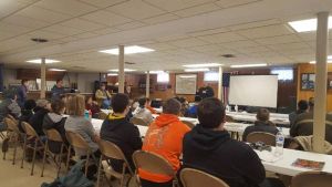 2018 January 13 & 14, the Linn County Pheasants Forever and the Ely American Legion hosted an Iowa Hunter Safety Class with the Iowa DNR and Johnson County Conservation employees from Kent Park.  The class was attended by students ranging in age from 9 years old to 50.  The breakfast, lunch and snacks were provided to the students courtesy of Linn County Pheasants Forever who is dedicated to area youth and the education of our organization that focuses on conservation of pheasants, quail and other wildlife through habitat improvements, public awareness, education, and land management policies and programs.
